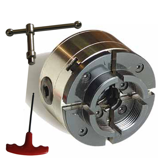 Wood lathe chuck 4-jaw with bevel gear